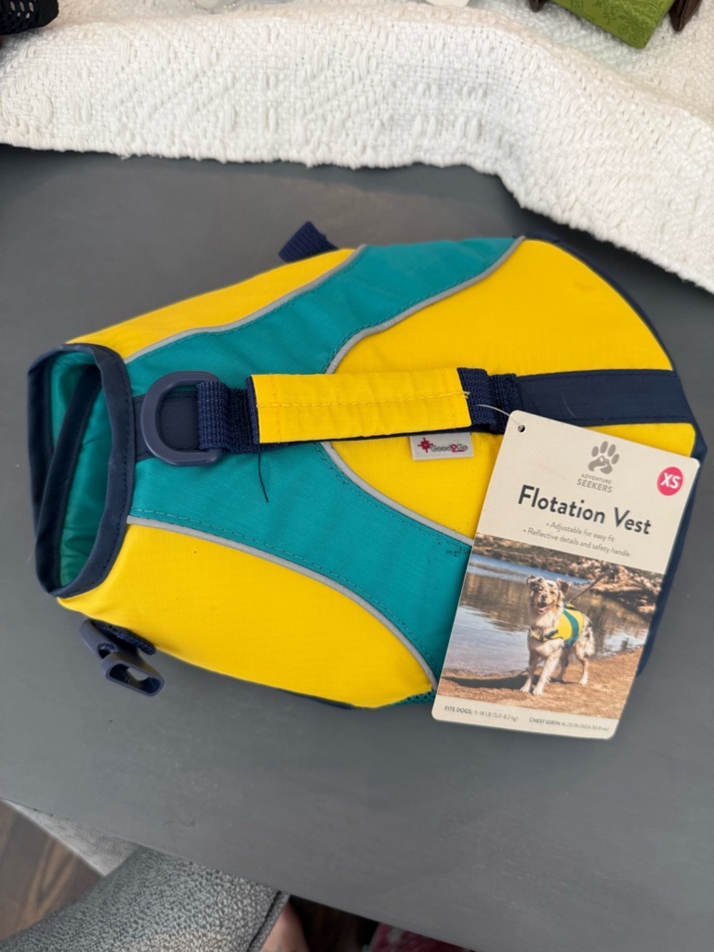 Flotation Vest Dog Life Jacket - Yellow & Teal (XS)